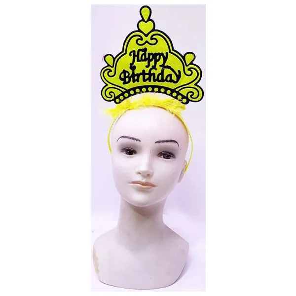Happy Birthday Neon Sarı Renk Doğum Günü Tacı 24x15 cm
