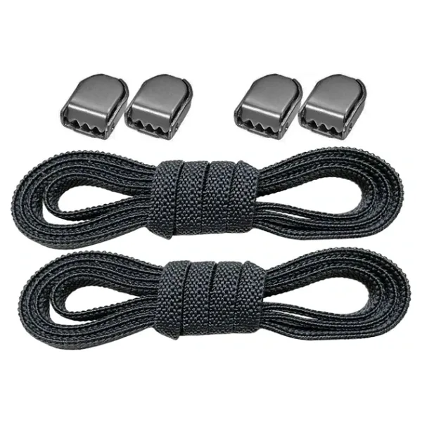 hapshoe Akıllı Kilitli Ayarlanabilir Siyah 6 MM Lastik Pratik Bağcık 1 Çift