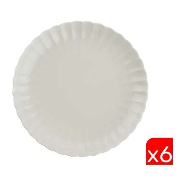 Kütahya Porselen Bone Luz 21 cm 6'lı Pasta Tabağı
