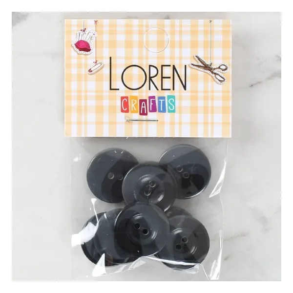 Loren Crafts 8'li Düğme Koyu Gri - 1122