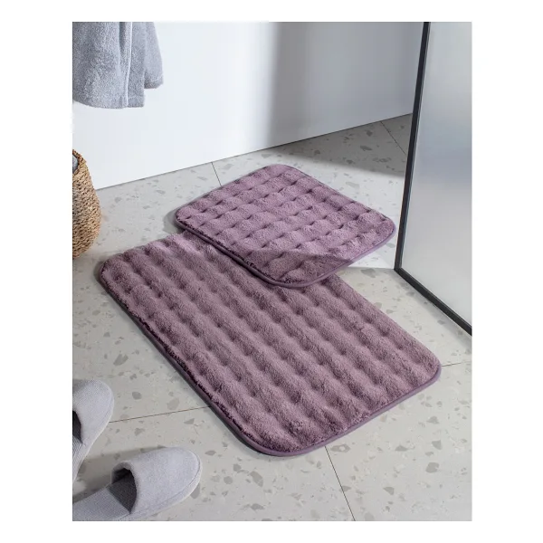 Madame Coco Reflet Bubble 2'li Banyo Paspası - Koyu Mürdüm