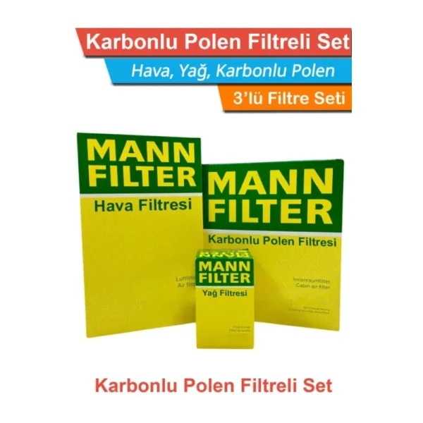 Mann Vw Passat B5.5 1.6 Benzinli Mann Filtre Bakım Seti 2001-2005 (Hava+Yağ+Karbonlu Polen)