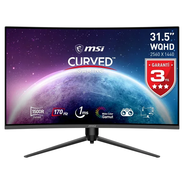 MSI G32CQ5P 31.5" 1 ms 2K Curved 170 Hz Oyuncu Monitörü