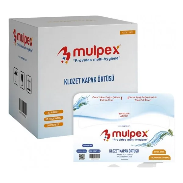 Mulpex Hijyenik Klozet Kapak Örtüsü 1 Pkt. : 250 Adet (%100 SELÜLOZ)