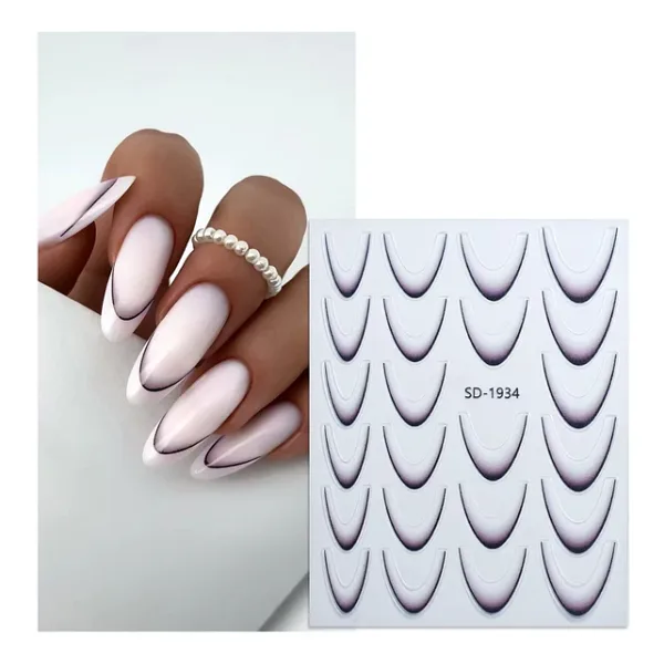 Ombre Efekt French Tırnak Sticker Siyah Nail Art Sd-1934