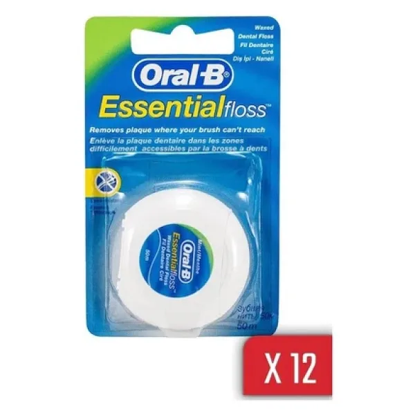 Oral-B Essential Floss Naneli ve Mumlu Diş İpi 50 M x 12 Adet