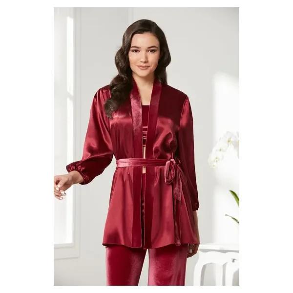 Pierre Cardin Kadife Saten 3'lü Kadın Crop'lu Pijama Takımı - 2050