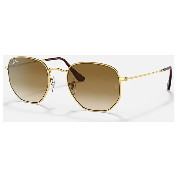 Ray-Ban Hexagonal 3548 001/51 Gold-Light Brown Güneş Gözlüğü