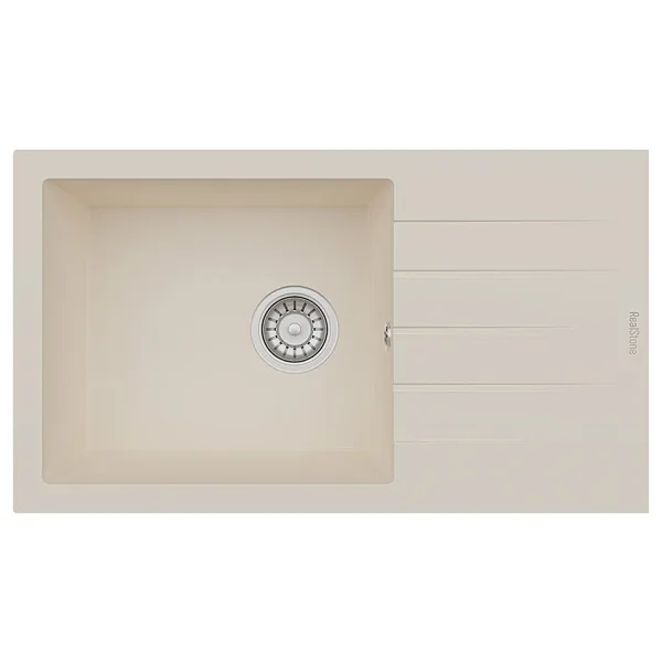 RealStone Assos P010 76 XL Tek Gözlü Krem Granit Eviye