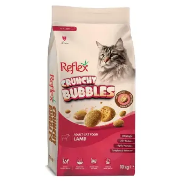Reflex Crunchy Bubbles Kuzu Etli 10 kg Yetişkin Kedi Maması