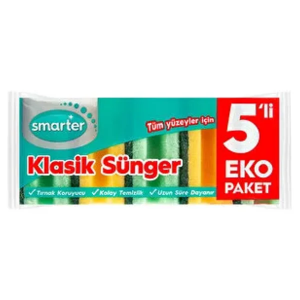 Smarter Klasik Oluklu 5'li Bulaşık Süngeri