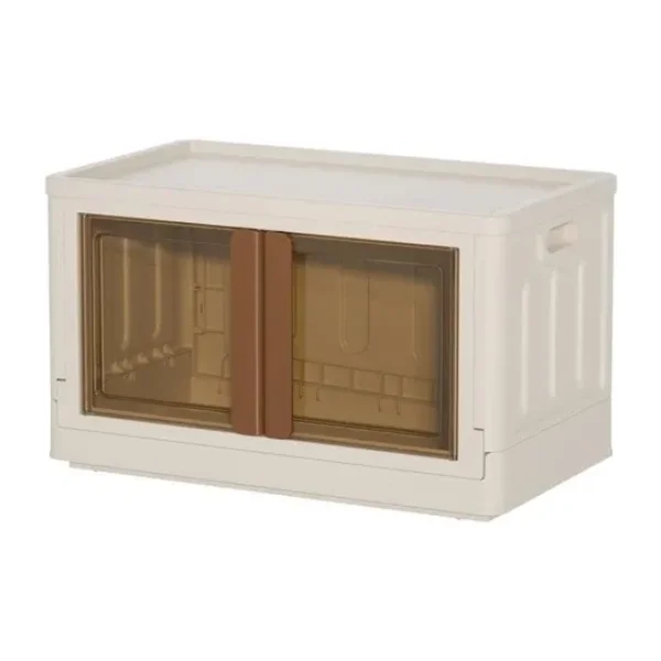 Sunup Sn-25881 40X64x37cm 72L Katlanabilir Plastik Saklama Kutusu Kahverengi Kapaklı Tekerlekli