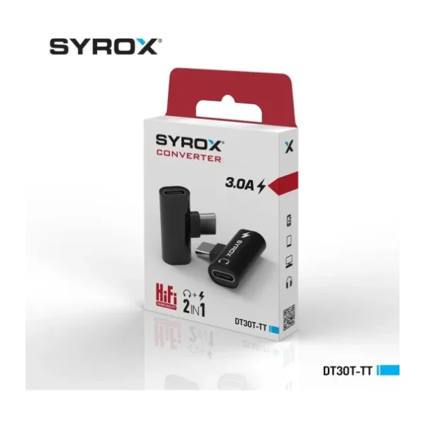 Syrox Type-C Çoklayıcı Kulaklık Ve Hızlı Şarj Girişi Çevirici Çoğaltıcı Splitter Adaptör 2in1 Hifi 3.0a