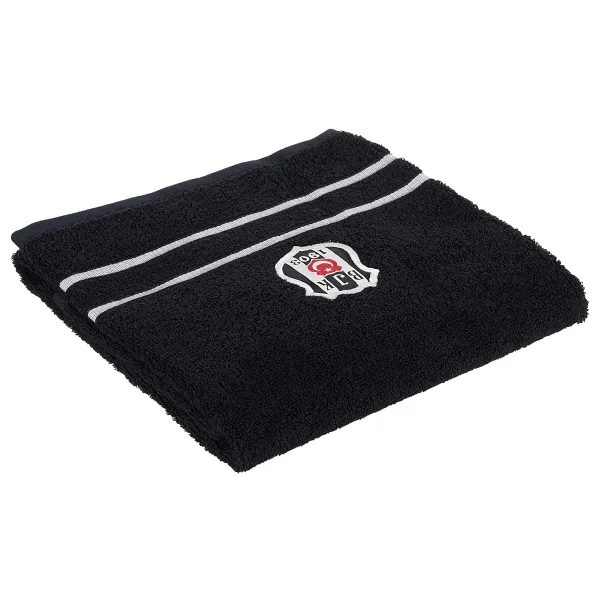 Taç Beşiktaş Arma Lisanslı Düz%100 Pamuk Yüz Havlusu, Siyah, 50x90 cm