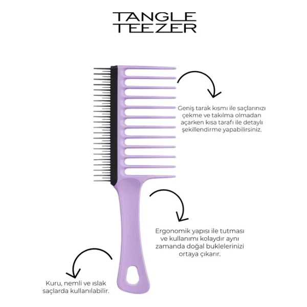 Tangle Teezer Geniş Ağızlı Saç Tarağı 1 Adet Kıvırcık Saçlar için Belirginleştirici Etki