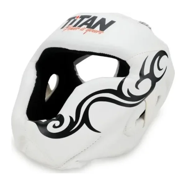 Titan Sport Yüz Korumalı Boks Kaskı , Beyaz İşlemeli Desenli Model