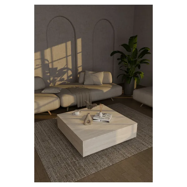 webotto 8 Nisay Kare Orta Sehpa Yeni Nesil Modern Orta Sehpa Ahşap Traverten Mermer Desen wbt513
