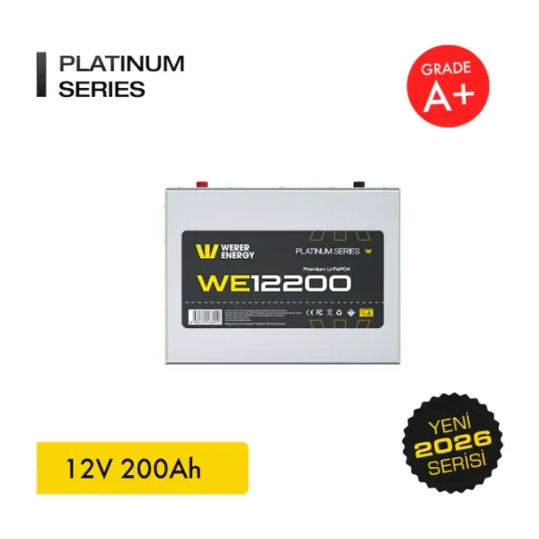 WERER ENERGY 12V 200Ah LifePO4 Platinum Series Bluetooth'lu Lityum Demir Fosfat Akü