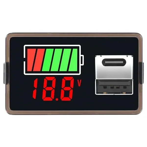 12V Akü Kapasite Göstergesi USB+Type-C - Kırmızı