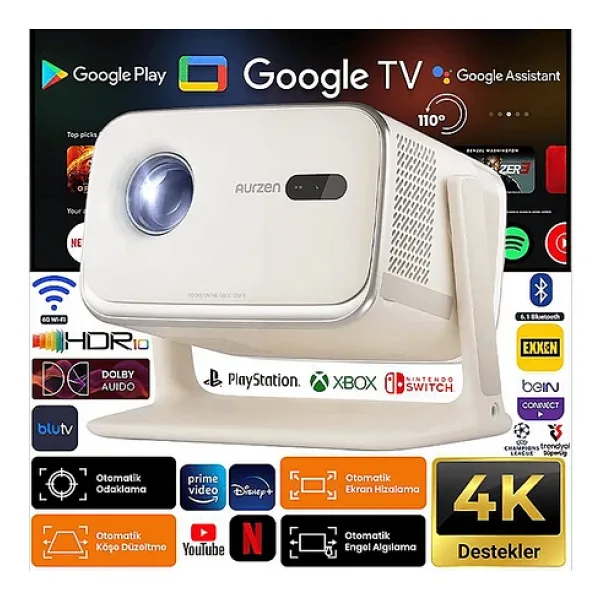 Aurzen Boom Mini 500 Lümen Full HD Wi-Fi Projeksiyon Cihazı