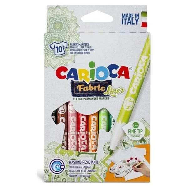 Carioca Fabric Liner 10 Renk Kumaş Boya Kalemi