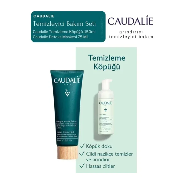 Caudalie Arındırıcı Temizleyici Bakım Set Detox Mask + Temizleme Köpük Orijinal Boy