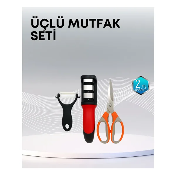 Çok Fonksiyonlu Mutfak Makas Seti - 3 Makas, Bileyici ve Soyacak Dahil