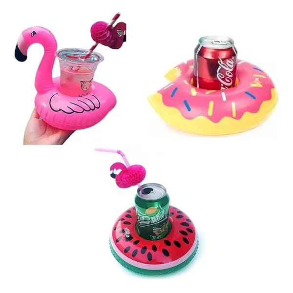 Donut Karpuz Flamingo 3lü Şişme Havuz Deniz Bardak Tutucu Float Bar Seti