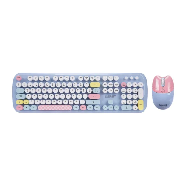 Everest Whisker KM-6284 Mavi Kablosuz Klavye Mouse Seti