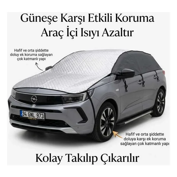 GARD OTO OTO GÜNEŞLİK ARAÇ DOLU BRANDASI 4 MEVSİM HER HAVA ŞARTINA DAYANIKLI OTOMABİL YARIM BRANDASI SUV MODEL 4KATMANLI