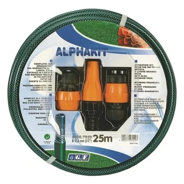GF Örgülü Bahçe Sulama Hortumu Set 25 m 1/2" Alphakit