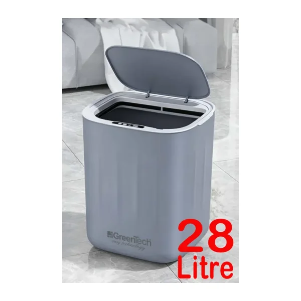 Greentech Sensörlü 28 Litre Çöp Kovası (Şarj Edilebilir Lityum Pilli) / GT-SC07 GRİ