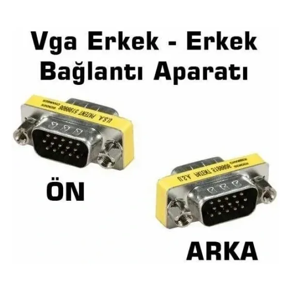 HD15 VGA-VGA Erkek-Erkek (M2M) 15 Pin Adaptör