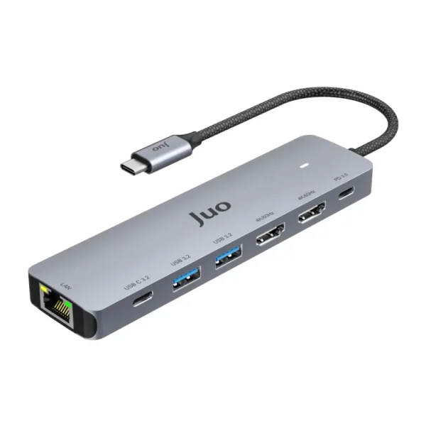 Juo Type-C 2xhdmı Dual Mst 4K 60hz Gigabit Ethernet Dönüştürücü 100w USB 3.2 Çoklayıcı Hub