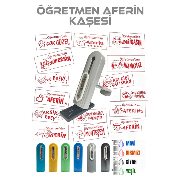 Kendinden Mürekkepli Kaşe Öğretmen Kaşesi Aferin Kaşesi Cep Kaşesi