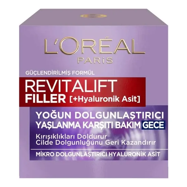 L'Oreal Paris Revitalift Filler Hyaluronik Asit Yoğun Dolgunlaştırıcı 50 ml Yaşlanma Karşıtı Gece Kremi