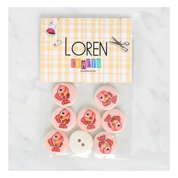 Loren Crafts 8'Li Balık Düğme - 1159
