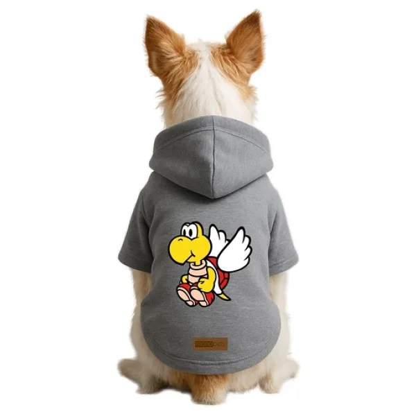 monopetz Baskılı İçi Polarlı Köpek Ve Kedi Kıyafeti Elbisesi - Gri Renk Kapüşonlu Hoodie B527B M
