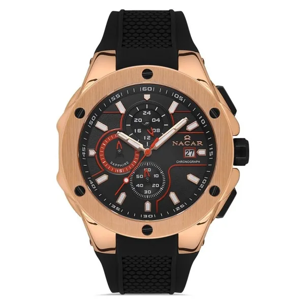 Nacar Nc34-29b554-Rbs1 Siyah-Rose Gold Erkek Kol Saati
