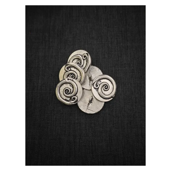 NESGO MODA Antik Gümüş Görünümlü Spiral Rölyefli Metal Düğme Seti