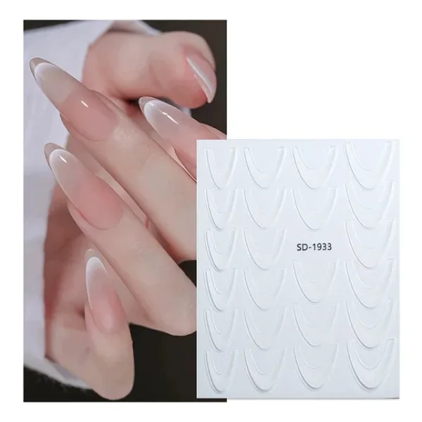 Ombre Efekt French Tırnak Sticker Beyaz Nail Art Sd-1933