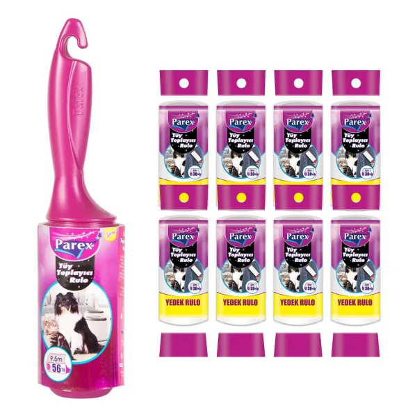 Parex Premium Tüy Toplayıcı Rulo 48 Yaprak + 8 Adet Yedek Rulo 30 Yaprak Kendinden Yapışkanlı Kullanım