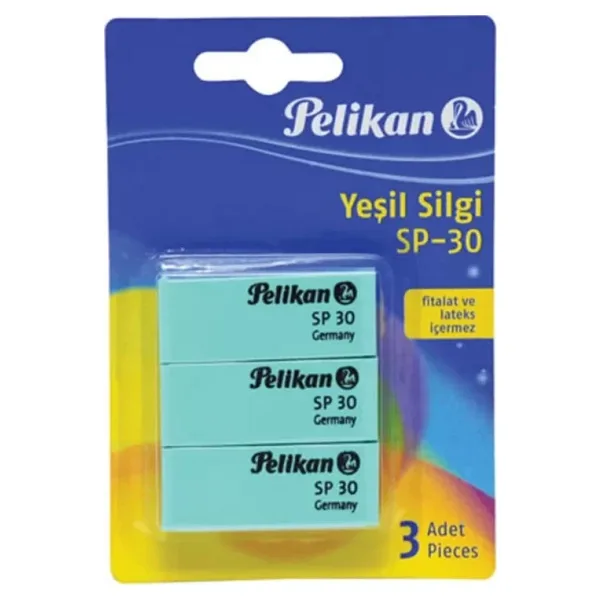Pelikan SP-30 Yeşil Silgi 3LÜ Blister (601823)