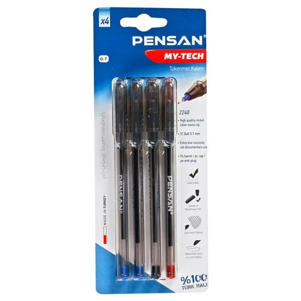 Pensan 2240 My Tech 0,7 Mm Tükenmez Kalem 4 Lü Blıster