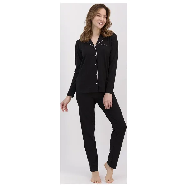 Pierre Cardin 7717 Kadın Modal Pamuklu Rahat Boydan Düğmeli Kutulu Pijama Takım