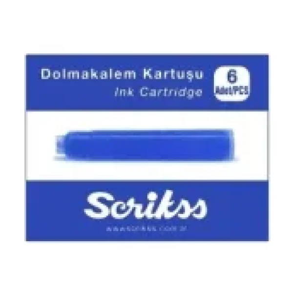 Scrikss 6'lı Paket Mavi Dolma Kalem Kartuşu