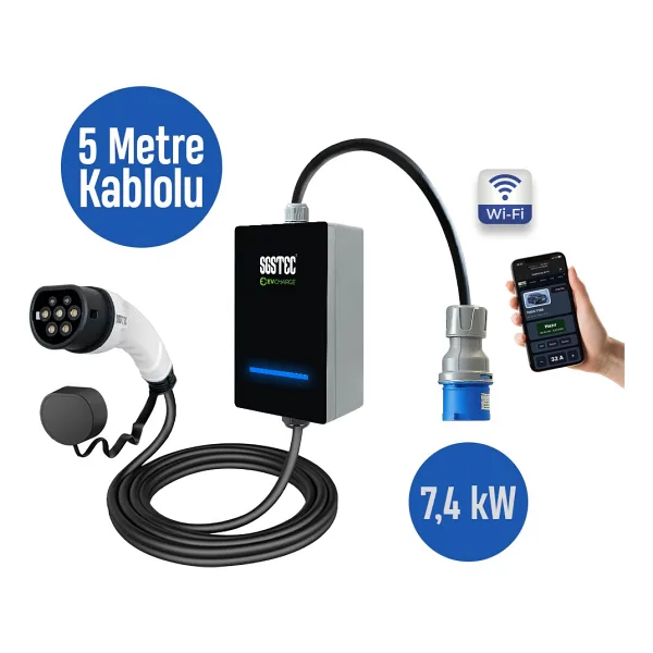 Sgstec Home 7,4kw 5metre Kablolu Elektrikli Araç şarj cihazı