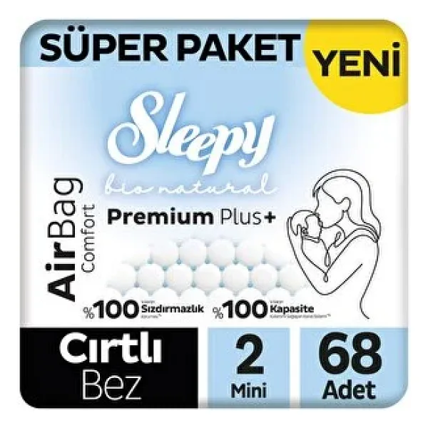 Sleepy Bio Natural Premium Plus Airbag Comfort 2 Numara Mini 68'li Bebek Bezi