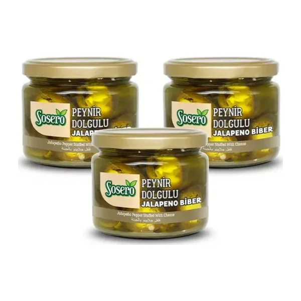 Sosero Peynir Dolgulu Jalapeno Biber 3 x 290 gr Cam Kavanoz