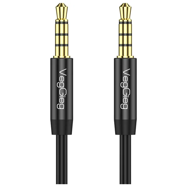Veggieg 3.5mm Jack Trrs Hi-fi Örgülü Aux Mikrofon Ve Ses Kablosu 2 Metre